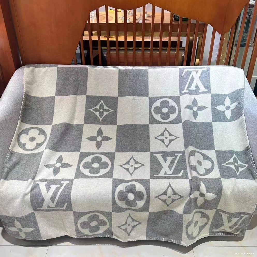 BLANKET GREY THROW CHECKERED CUSTOM 0808